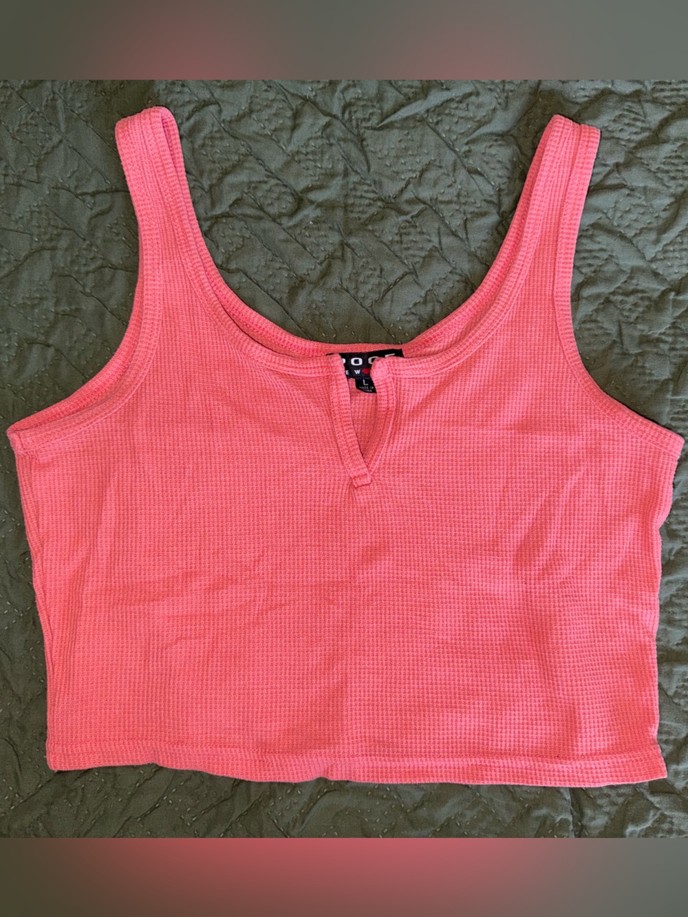 Poof! Pink Ribbed Cropped Tank Top